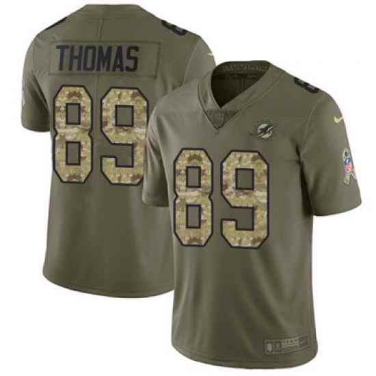 Youth Nike Dolphins #89 Julius Thomas Olive Camo Stitched NFL Limited 2017 Salute to Service Jersey